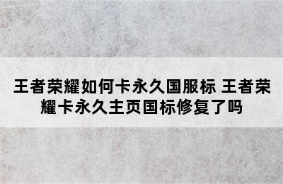 王者荣耀如何卡永久国服标 王者荣耀卡永久主页国标修复了吗